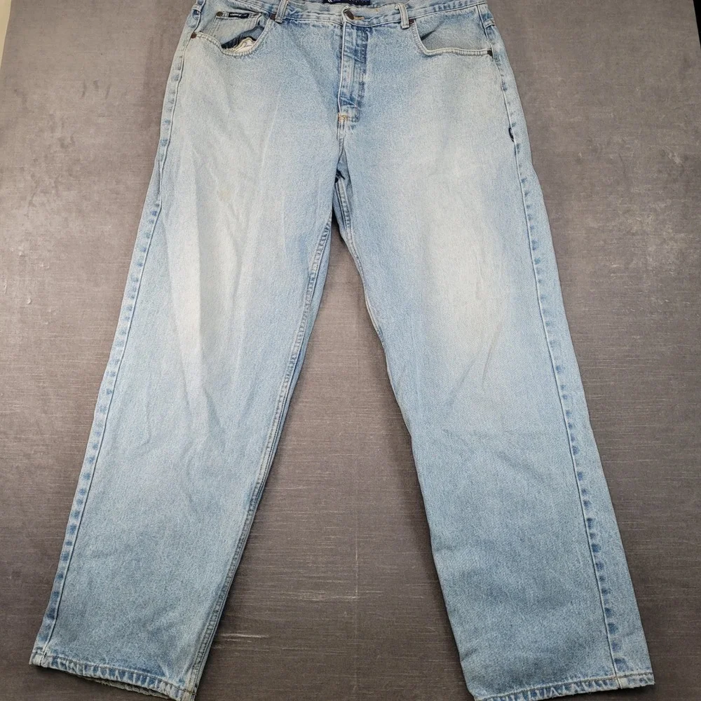 Vibes‎ Jeanetics Mens Light Wash Baggy Denim Jeans Actual Size 38x33 Y2K Skate